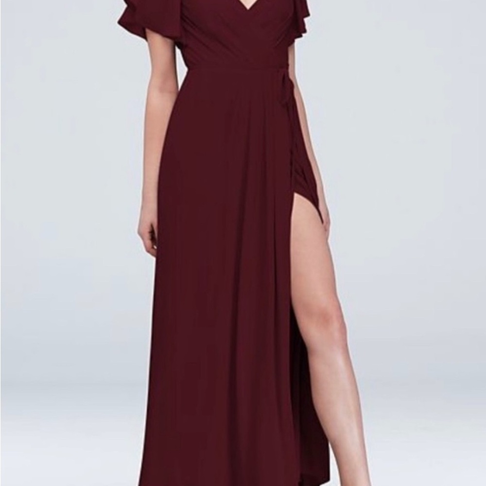 David’s Bridal Wine Wrap Bridesmaid Dress